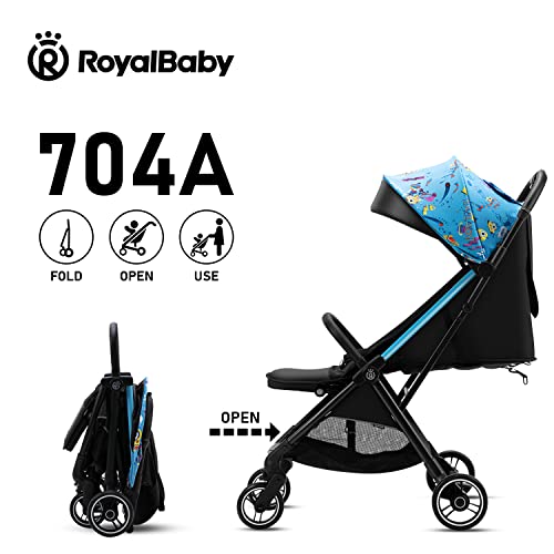 Royal Baby Leichter Kinderwagen mit kompakter Falte, Kleinkind Reise Kinderwagen für Flugzeug freundlich, Kleinkind Regenschirm Kinderwagen mit übergroßem Baldachin mit Sonnenblende, blau