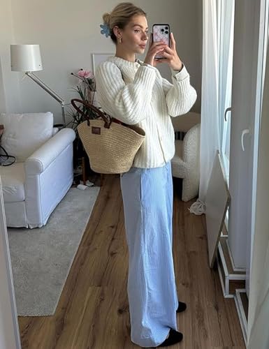 Image of Knitted Chunky Cardigan Sweaters for Women Button Down Cardigans Open Front Sweater Tops Y2k Outwear Coats