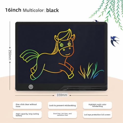 Image of 16 Inch LCD Writing Tablet, Colourful Screen Digital Slate for Kids & Adults, USB Rechargeable E-Writer Doodle Board, Electronic Drawing Pad for Home, School & Office, Magic Slate E-Slate
