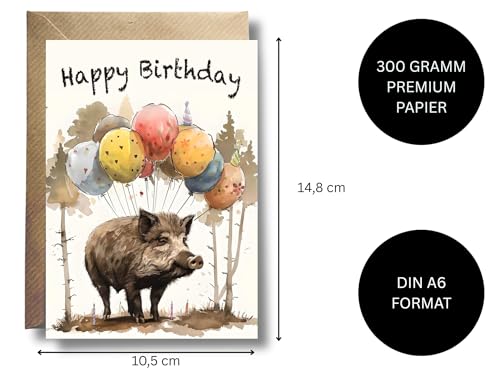 Geburtstagskarte für Förster und Jäger mit Umschlag - Glückwunschkarte “Happy Birthday” Geschenkkarte zum Geburtstag Happy Birthday Karte Waldhüter Forstmeister Wald Jagd Natur (DIN A6)