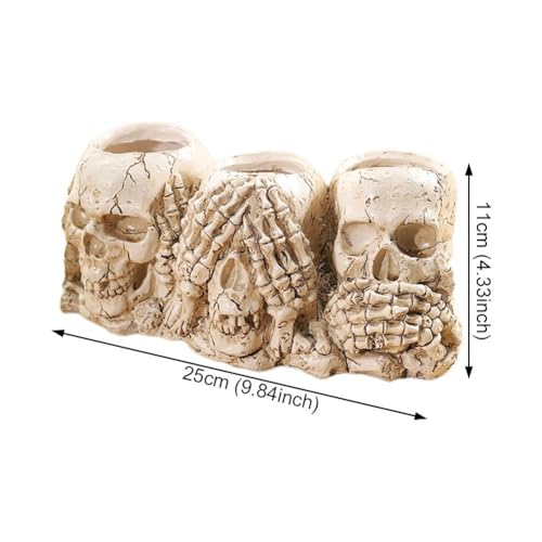 Maceta de resina con cabeza de calavera para solucionar la falta de espacio gótico 3