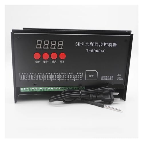 Controlador LED T-8000AC DC5V de tarjeta SD para chips WS2801 e impermeable 4