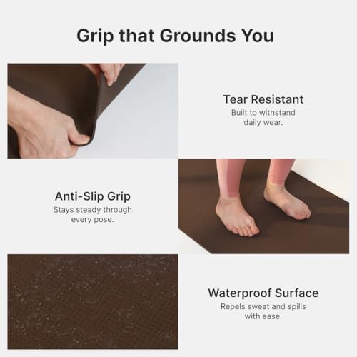 Image of Cult Yoga Mat EVA 4mm with Carry Strap - Non-Slip, Lightweight, Cushioned & Sweat-Resistant Exercise Mat - Durable, Portable & Eco-Friendly Workout Mat for Yoga, Pilates, Home Gym & Fitness - Brown
