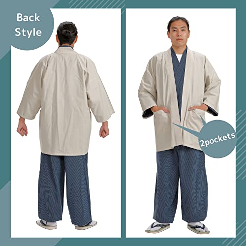 Edoten]Japanese Clothes Jacket Enshu weave Dungaree cardigan Happi coat made in Japan3