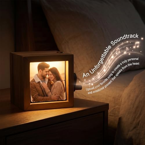 Álbum de Fotos Personalizado con Mecanismo de Manivela, Caja Fotográfica de Madera con Texto Grabado y Luz LED, Ideal como Regalo para Cumpleaños, Día de San Valentín o Aniversario miniatura 5