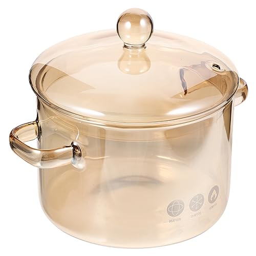 Sosoport Olla de Vidrio Borosilicato con Tapa y Asas Dobles Olla para Guisos Versátil para Fideos y Ramen para Cocina Eléctrica Inducción para Restaurantes y Uso Doméstico