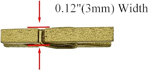 Miniatura 3 de HAHIYO Pinzas de ropa de madera doradas, mini no se caen, 1 pulgada de longitud, paquete de 80 resortes fuertes resistentes, no se oxidan, no se