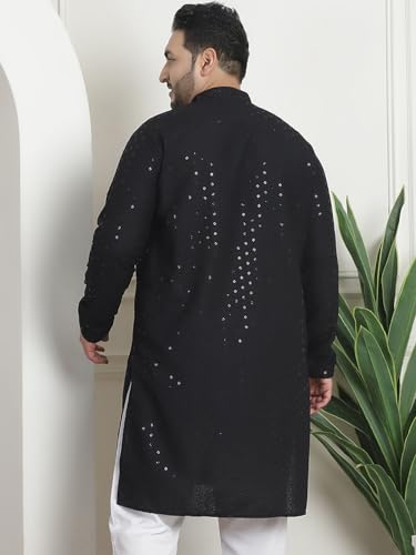 Image of SOJANYA Plus(Since 1958) Men's Cotton Relaxed Fit Straight Radiant Elegance Sequinned Kurta for Navratri, Garba & Puja