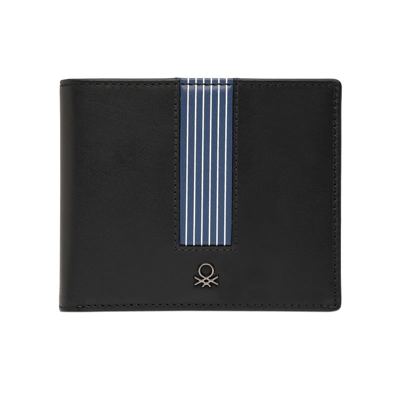 united colors of benetton Men's Genuine Leather Global Coin Wallet Ansbach - Black | Slim Bifold with Secure Coin Pouch, 2 Compartments 4 Card Slots | Stylish Purse of Gents-picture-39