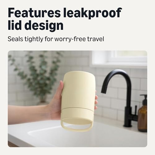 Image of Amazon Basics Insulated Food Jar, Hot and Cold Food Container, Stainless Steel, Leak-proof with Carry Handle, 16 Ounces, Ivory