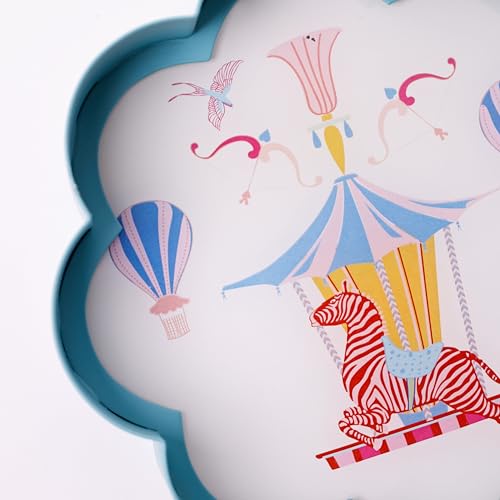 Image of The Wishing Chair Up In The Air Metal Wall Plate | Decorative Metal & Acrylic Wall Art for Kids Room, Nursery & Bedroom | Flower-Shaped Wall Hanging Decor with Whimsical Circus Design
