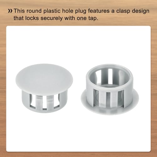 Image of MECCANIXITY 64PCS 16mm(5 /8 inch) Light Gray Plastic Hole Plugs, Flush Type Panel Hole Plugs Insert End Caps for Locking Hole Tubes Furniture Cabinet