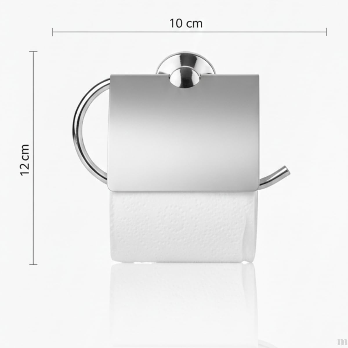 Metal Tuvalet Kağıtlığı | Gümüş Renk Kapaklı WC Kağıt Askısı | 10x12 cm Modern Banyo Aksesuarı