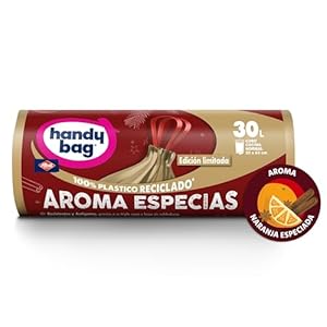 Handy Bag Bolsas de Basura Aroma Especias, 100% Reciclado, Extra Resistentes, Antigoteo, Autocierre, 30L, 8 Bolsas, 1 Paquete
