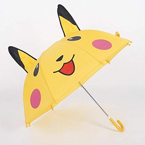 Zcm Paraguas Pikachu niños de Dibujos Animados Amarillo niños Plegable Largo Entrega Más Duro Paraguas Parasol Regalo (Color : Yellow)