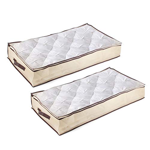 HUSL 2 Piezas Bolsa de Almacenamiento de Ropa,con Organizador Plegable y Transpirable para el Armario con Ventana Clara Bolsas de almacenaje de Tela no tejida,para Edredón,Sábanas Fundas Mantas y Ropa