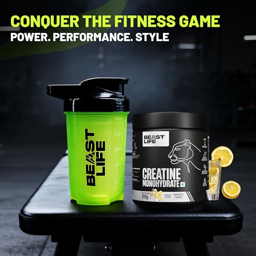 Image of BeastLife Micronised Creatine Monohydrate with Free Shaker | 319 g | 86 Servings | Shikanji | NABL Lab Tested | Rapid Absorption for Muscle Strength & Athletic Performance | Super Micronised Creatine Powder
