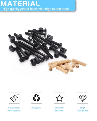 Allwin ALLWIN-M616 Crib Screws Hardware Replacement Kit - 16 Set Baby Bed Frame Bolts,Barrel Nuts&Wooden Dowel Pins Set - M6X16/40/60/80 Mm Hex Drive Socket Cap Screws Nuts For Beds Headboards Chairs Furniture thumb #2