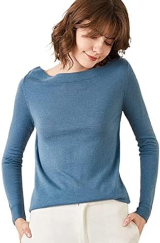 Autumn and Winter Cardigan Neck fine Spun Wool Bottoming Sweater Style Knitted Sweater,Blue,S