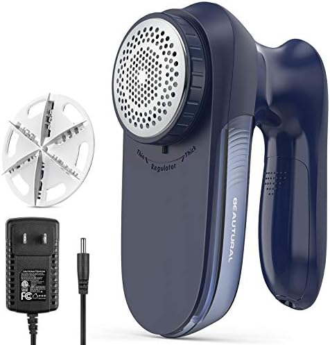 BEAUTURAL Sweater Fabric Shaver Home-Edition, Powerful & Efficient Lint Remover for Clothes and Furniture, AC Adapter or Battery Powered Pill Fuzz Remover, Special for Your Family Ultramarine