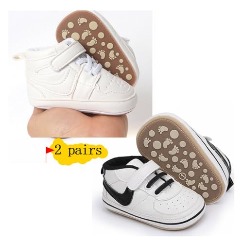 Image of Clowora Unsex Baby Shoes Boys Girls Infant Sneakers Non-Slip Soft Rubber Sole Toddler Crib First Walker Lightweight Shoes