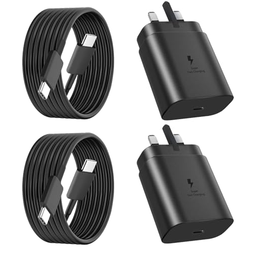 SiKER 45W USB C Super Fast Charger Foldable UK Plug Compatible with Samsung Galaxy S25 Ultra/S25+/S25/S24 Ultra/S24+/S24/S23/S22/S21, with 1.8M Type-C Cable