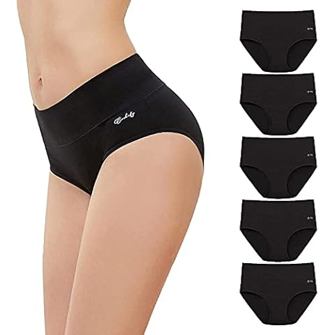 Anqier Unterhosen Damen, 5er Pack Stretch Baumwolle Hohe Taille Slips Damen Atmungsaktiv Panties Weich Frauen Unterwäsche Cover