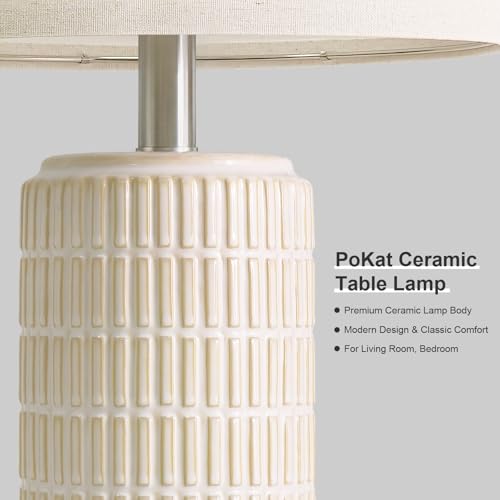 Image of PoKat 23'' Dimmable Table Lamps Set of 2 with Remote for Living Room, White