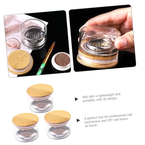 Juego de 3 recipientes de vidrio para manicura con tapa miniatura 6