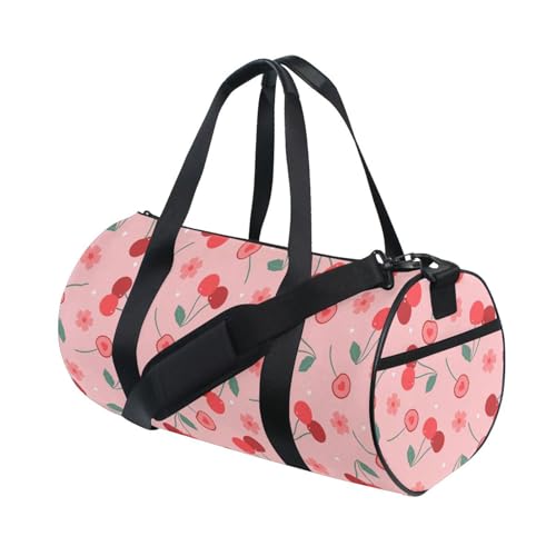 Duffel Bags Cherries Gym Bag Round Sports Bag Canvas Travel Luggage Overnight Bags for Men Women4