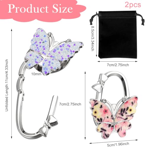Image of HASTHIP 2Pcs Foldable Purse Hook, Women Bag Table Hanger Collection Purse Hanger for Table, Portable Table Bag Holder for Handbag, Backpack, Sling Bag ( Metal Multi-Purpose Hook with Storage Bag)