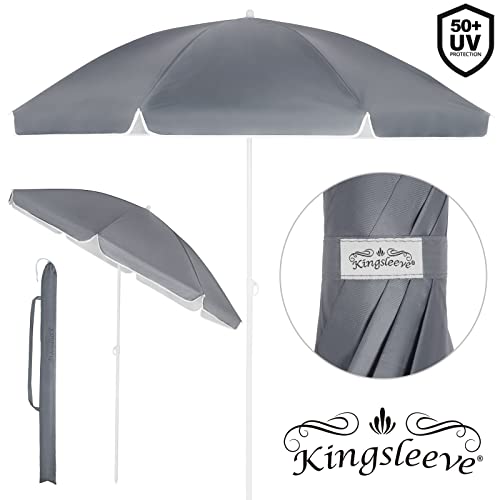 Kingsleeve Parasol, 180-200 cm, UV-bescherming 50+, kantelbaar, met grondpen en draagtas, waterafstotend, strandscherm… - Afbeelding 4