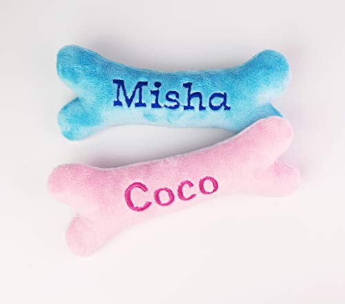 Generisch Personalisiertes Hundespielzeug Knochen mit Name – Welpengeschenk aus weichem Minky Plüsch – Hundeknochen mit Stickerei – Geschenk für Neue Hunde – Handmade