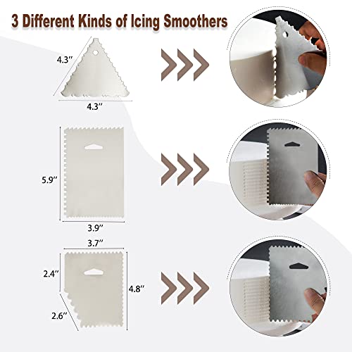 12" Acacia Wood Revolving Cake Stand, Rotating Cake Turntable With 2 Icing Spatulas, 3 Smoothers, Wooden Rotating Display Stand For Cake, Cupcake Decorating Supplies #TOP2