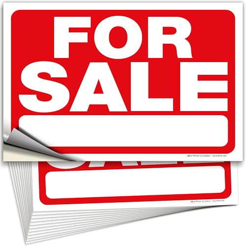 iSYFIX for Sale Signs Stickers – 12 Pack 10x7 Inch – Premium Self-Adhesive Vinyl, Decal, Indoor & Outdoor Advertising Signage for Houses, Vehicles and More