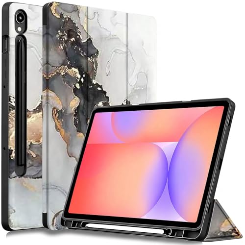 Image of ProElite Cover for Samsung Galaxy Tab S10 Lite 10.9 inch / Tab S9 FE 10.9 inch /Tab S10 FE /Tab S9 11 inch Cover, Soft Flexible Flip Case with S Pen Holder, Auto Sleep Wake, [Recoil Series] - Marble Grey