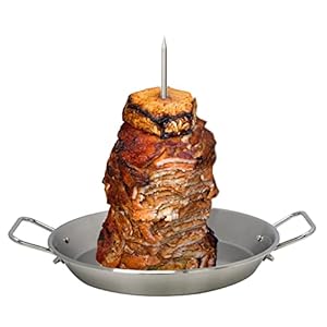 BBQ Vertical Skewer Al Pastor Skewer for Grill, Brazilian Skewers El Pastor Spit Hack,Great for Home Made Tacos Al Pastor, Shawarma, Brazilian Churrasco,Stainless Steel,with 8 inch & 10 inch stick
