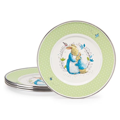 Golden Rabbit Enamelware Child Plates, 8.5 inch, Polka Dot Peter, Set of 4 Golden Rabbit Enamelware Child Plates, 8.5 inch, Polka Dot Peter, Set of 4
