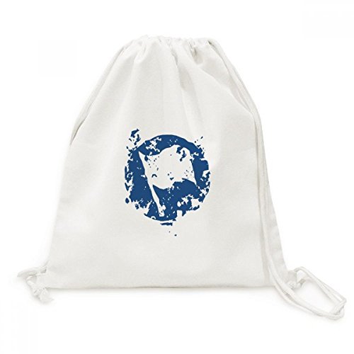 Sac en toile drawstring backpack voyage bleu motif rond souple