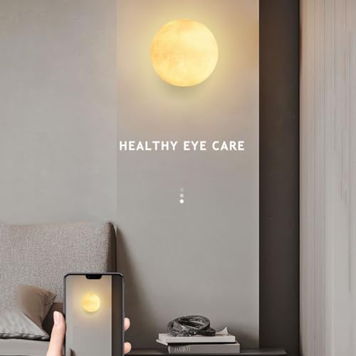 lampy ścienne do sypialni ściemniane LED księżyc przewodowe 3D drukowane okrągłe matowe światło kulowe do sypialni przy łóżku restauracji i salonu