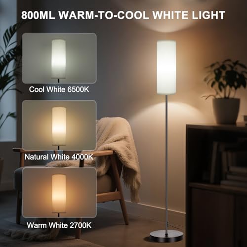 Image of FRIDEKO HOME 2 Pack Floor Lamps for Living Room, Dimmable Colors Temperature & Brightness, Modern Floor Lamp with Remote, Tall Standing Lamps for Living Room Bedroom Office, White Shade 9W Smart Bulb