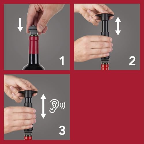Image of Vacu Vin Original Wine Saver with 8 Vacuum Bottle Stoppers - Wine Preserver Pump for Red or White Wine - Manual Air Remover System - Airtight Seal - Keep Wine Fresh Longer - Grey