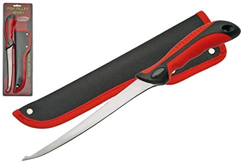 SZCO Supplies 12 Supplies Fish Fillet Sport Knife, red/Black, 211183
