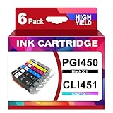 FRHBDF PGI-450XL CLI-451XL Compatible for Cannon Ink 450 451 Work for Canon PGI-450 CLI-451 Ink Cartridges for MG5440 MG5540 MG5640 MG6340 MG6440 MG6640 MG7140 MG7540 Ip7240 MX924 IX6540 1set