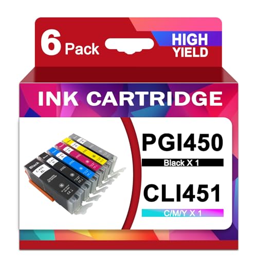 FRHBDF PGI-450XL CLI-451XL Compatible for Cannon Ink 450 451 Work for Canon PGI-450 CLI-451 Ink Cartridges for MG5440 MG5540 MG5640 MG6340 MG6440 MG6640 MG7140 MG7540 Ip7240 MX924 IX6540 1set