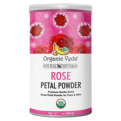 Organic Veda Rose Petal Powder 7 Ounce | USDA Certified Organic, Premium 100% Pure Edible Grade Red Rose Powder, Non GMO | All Natural Face Mask