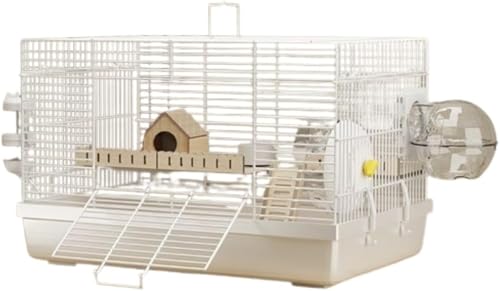 Sdvieuk ハムスターケージ クリア 飼育ケージ 大きい , 通気性 可愛い モモンガ トレーデザイン 木脚マット付き 広々タイプ 耐久性 組立簡単 モルモット豪華 掃除やすい 2階 ハムスターハウス 脱出にくい セット (小さなお家)