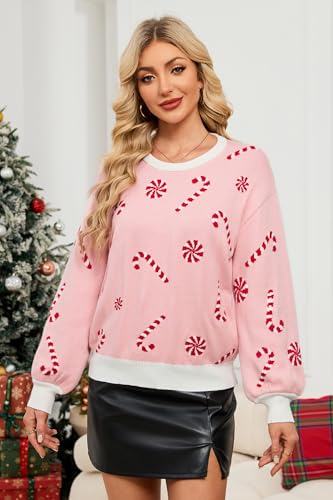 Image of LUBOT Ugly Christmas Sweaters for Women Soft Acrylic Blend Cute Fuzzy Funny Wintertime Holiday Parties Knitted Pullover