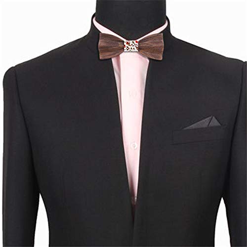 Corbata pajarita de madera elegante para hombre miniatura 3