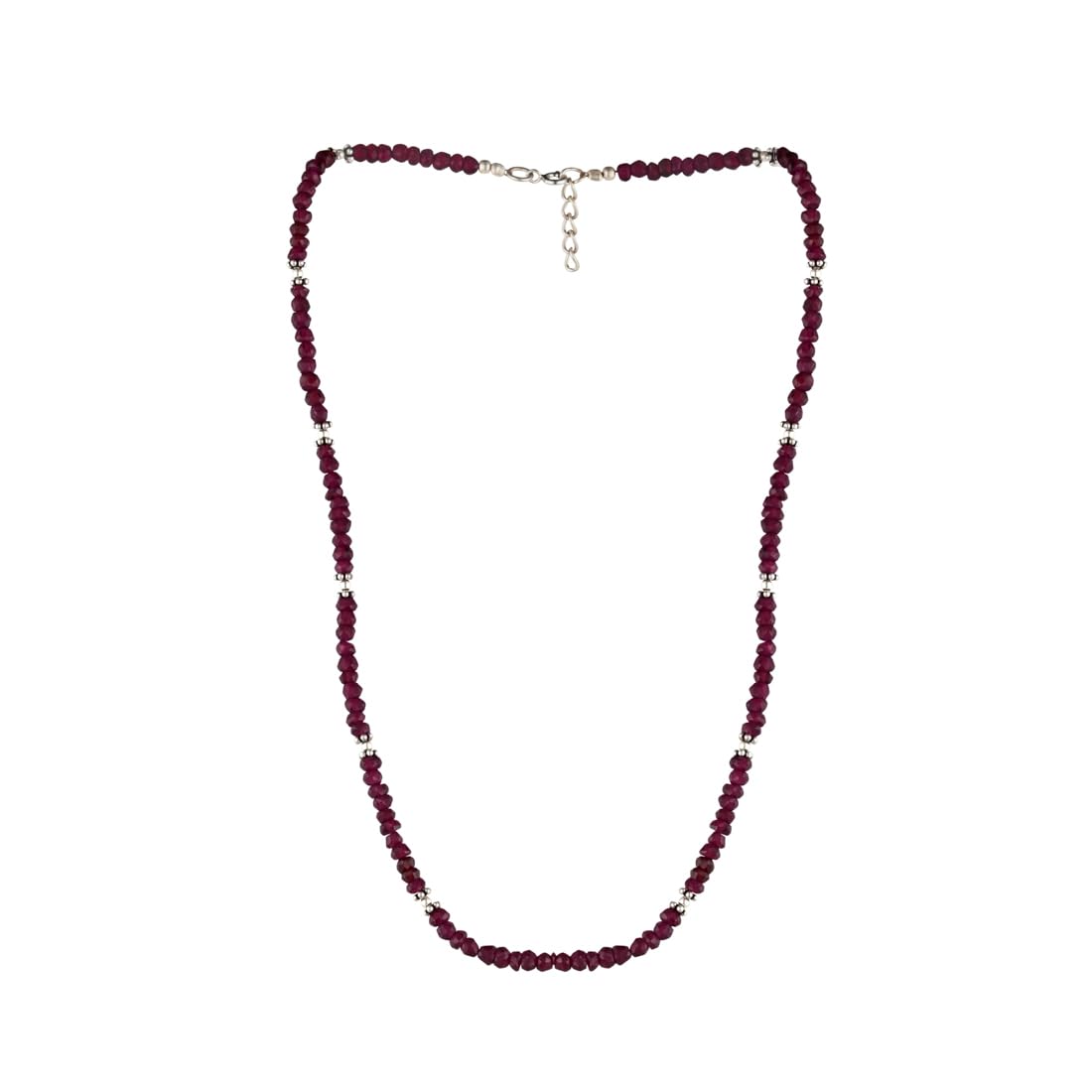 Collier de perles argent sterling 925 véritable et rubis précieux d'exception